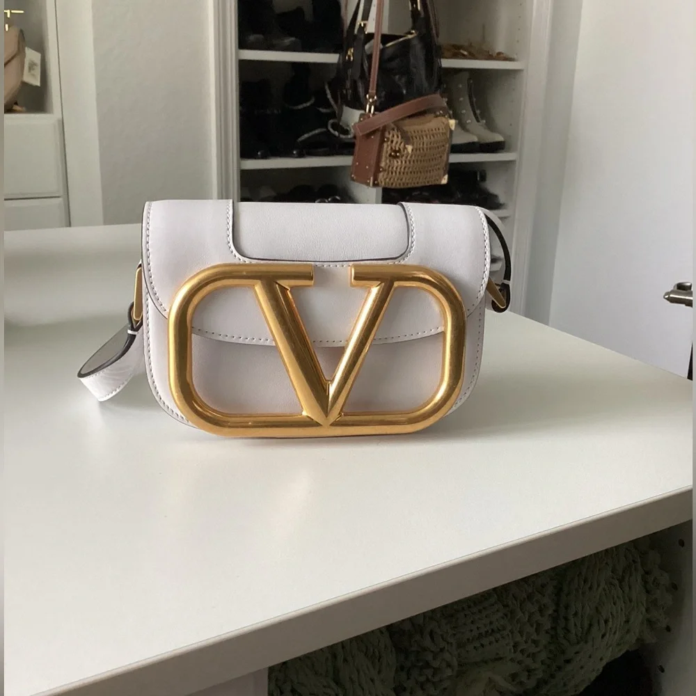 Valentino Garavani White Crossbody Bag with Gold Accent